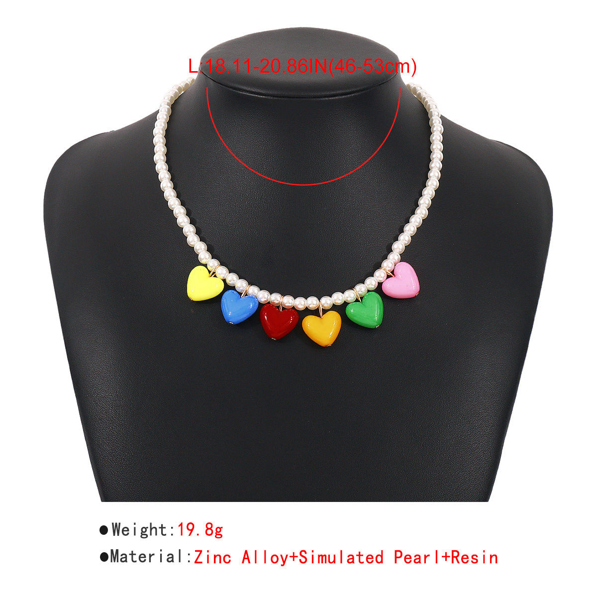 Wholesale  Rainbow Love Pendant Pearl Beaded Necklace
