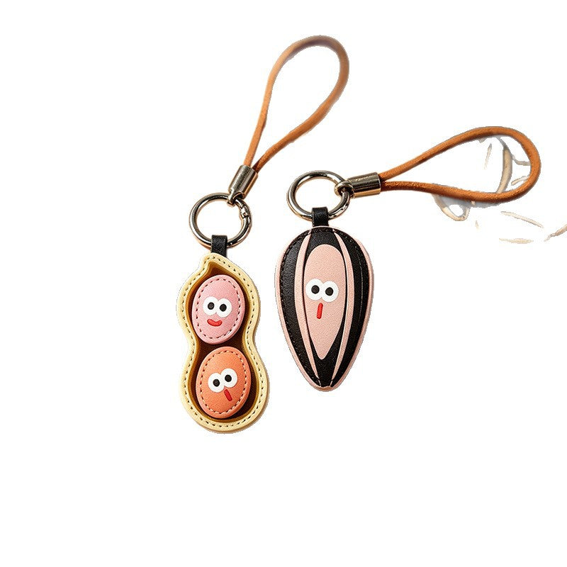 Wholesale PU Leather Peanut Sunflower Seed Keychain Cute Nut Shape Bag Charm Unisex Gift