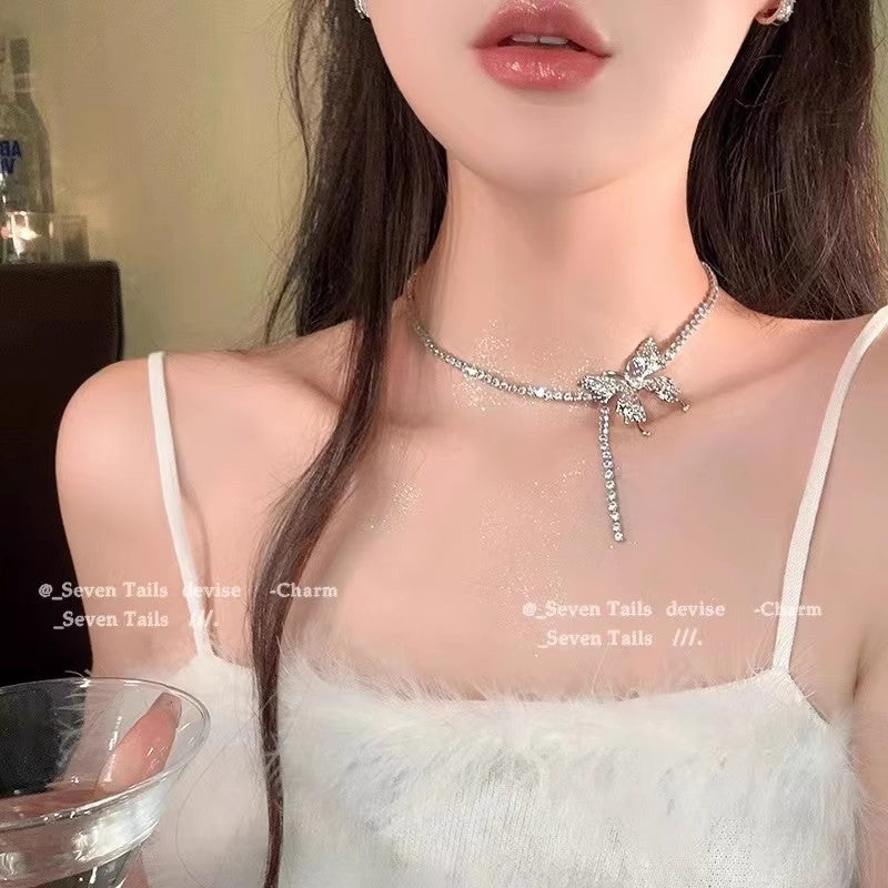 Wholesale Full Diamond Light Luxury Butterfly Necklace