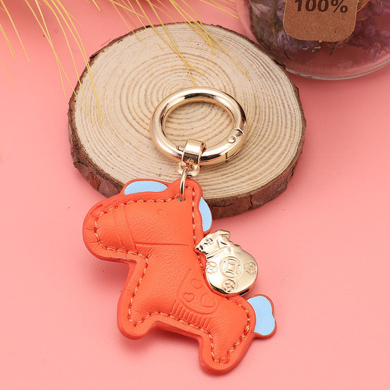 Wholesale Modern Minimalist Keychain with Green Flocked Rope and Pony,  Car Key Accessory for Boutique Resale