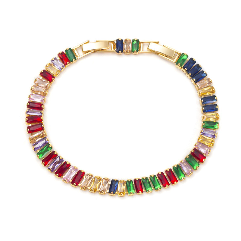 Wholesale Colorful Zircon Full Diamond Claw Chain Colorful Rice Beads Bracelet ACC-BT-Jiay003