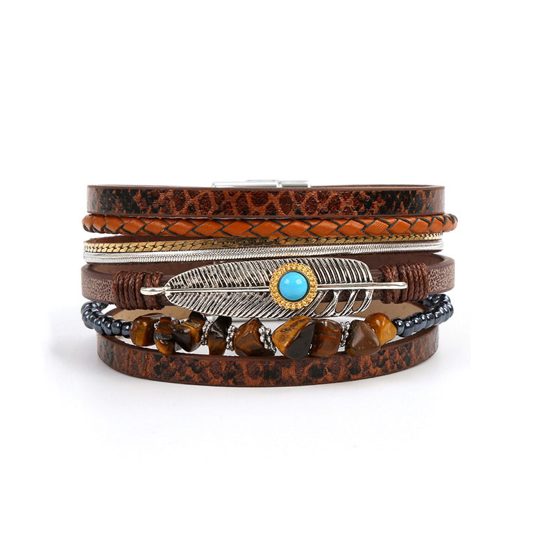Wholesale Ethnic Turquoise Leather Bracelet