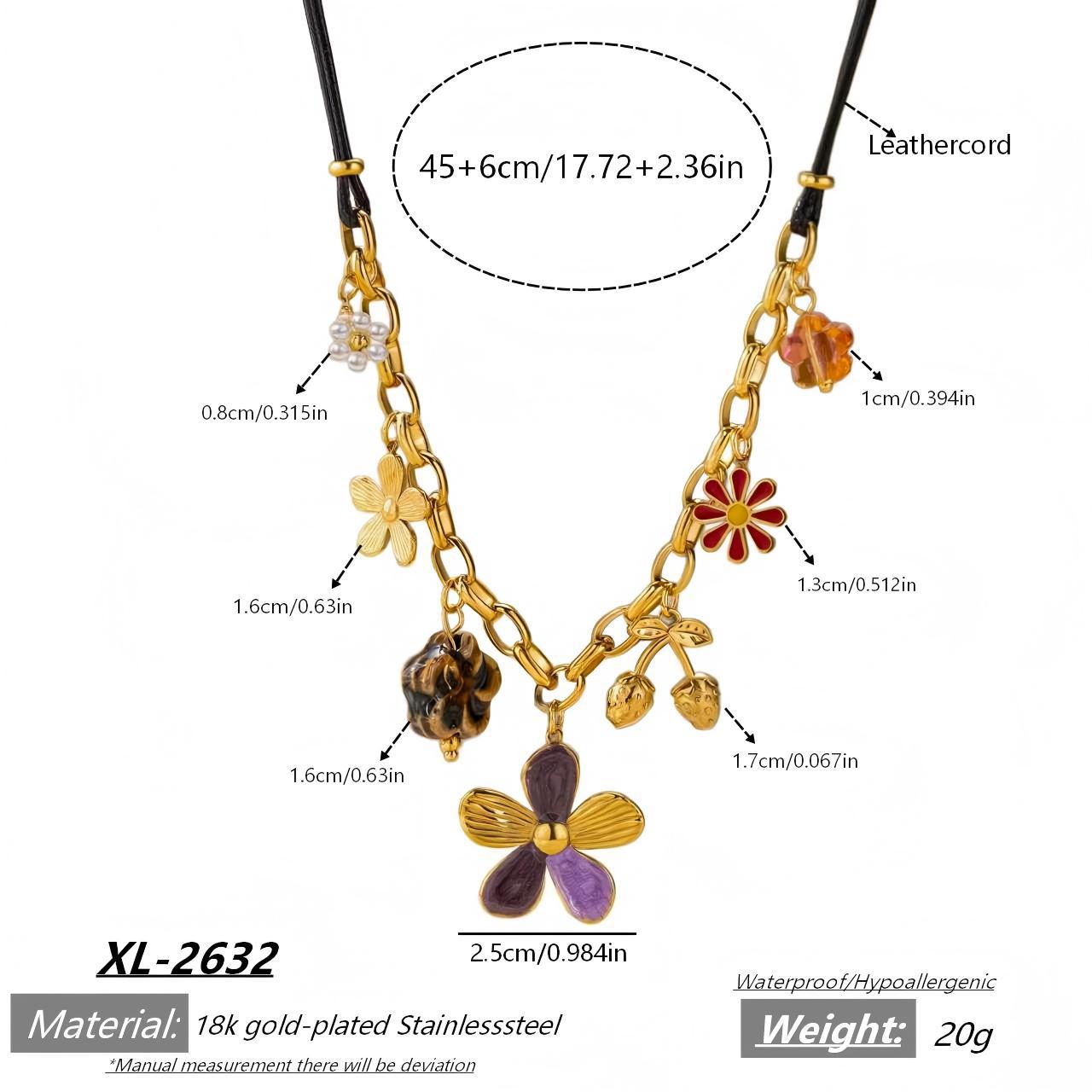 Wholesale Stainless Steel Vintage Floral Multi-Element Beaded Necklace