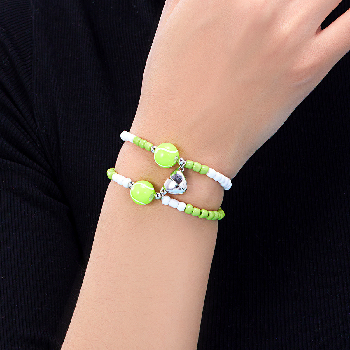 Wholesale 2-pack Basketball Tennis Football Bracelet Rice Bead Woven Love Magnetic Bracelet ACC-BT-FanYou008