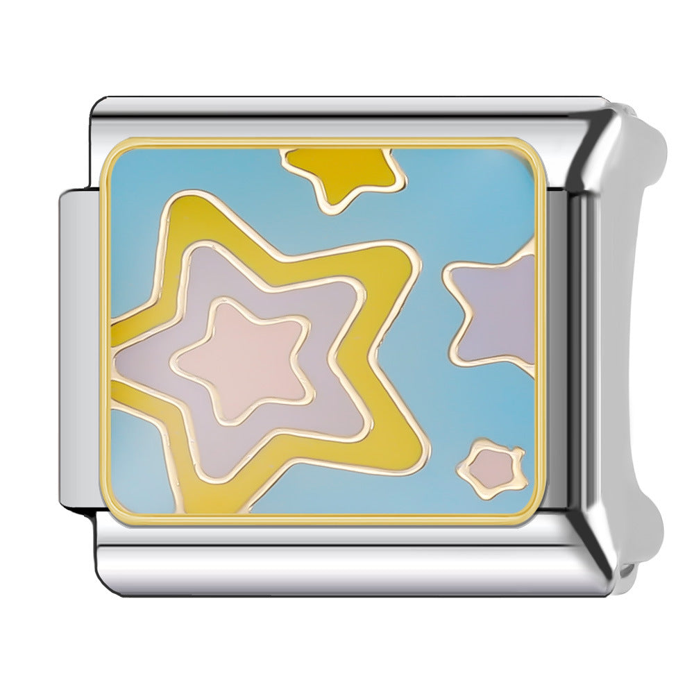 Wholesale Italian Charm Bracelet 9mm DIY Splicing Sun and Star Series Stainless Steel Composable Bracelet