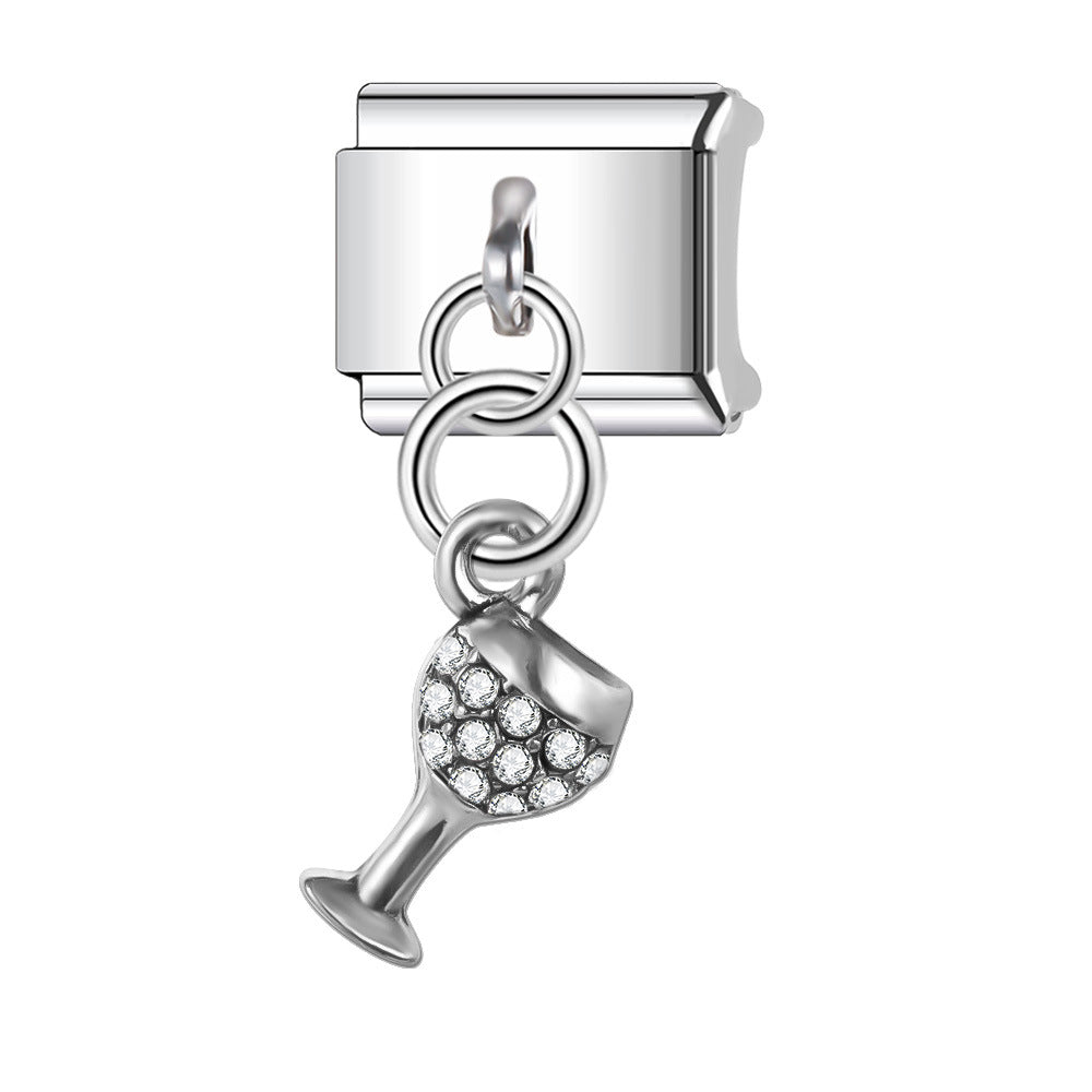 Wholesale Italian Charm Bracelet 9mm DIY Splicing Stainless Steel Heart Pendant Composable Bracelet