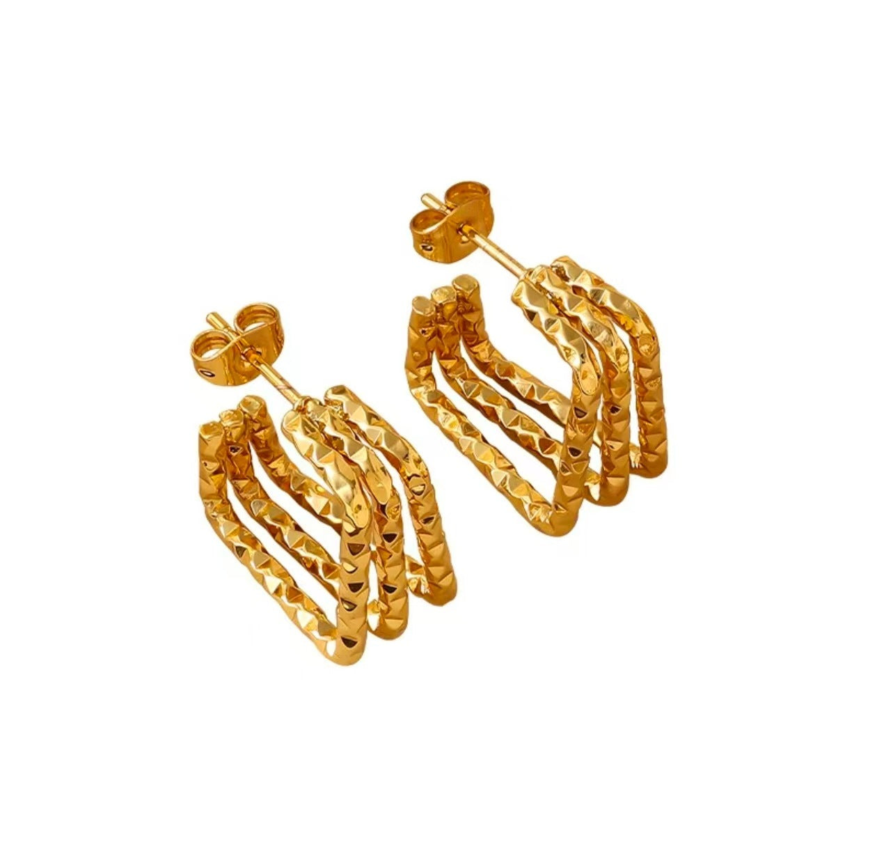 Wholesale Stainless steel twisted pattern,  luxurious and sophisticated square titanium steel stud earrings