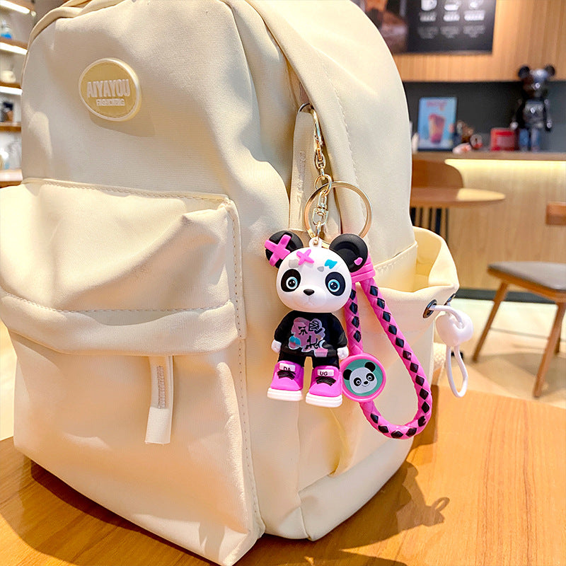 Wholesale Cartoon Graffiti Resin Panda Series Keychains ACC-KC-HongLei002