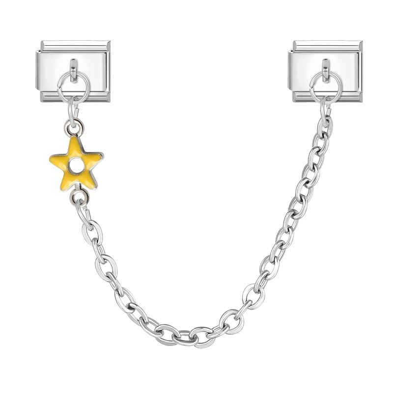 Wholesale 2PCS 9mm Italian Charm Starter Bracelets DIY Double Hanger flower Stainless Steel Composable Bracelet