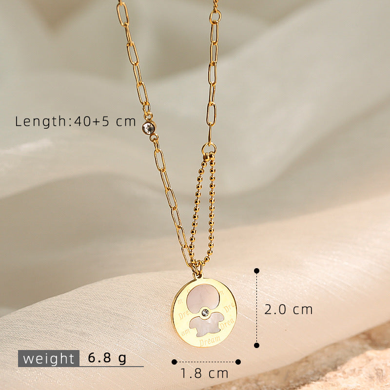Wholesale Stainless steel white shell pendant sweater chain
