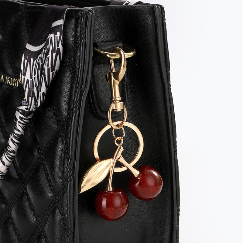 Wholesale Vintage Leopard Print Red Cherry Keychain ACC-KC-RongRui026