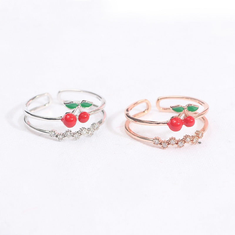Wholesale Cute Oil Dripping Cherry Adjustable Ring ACC-RS-MDD003