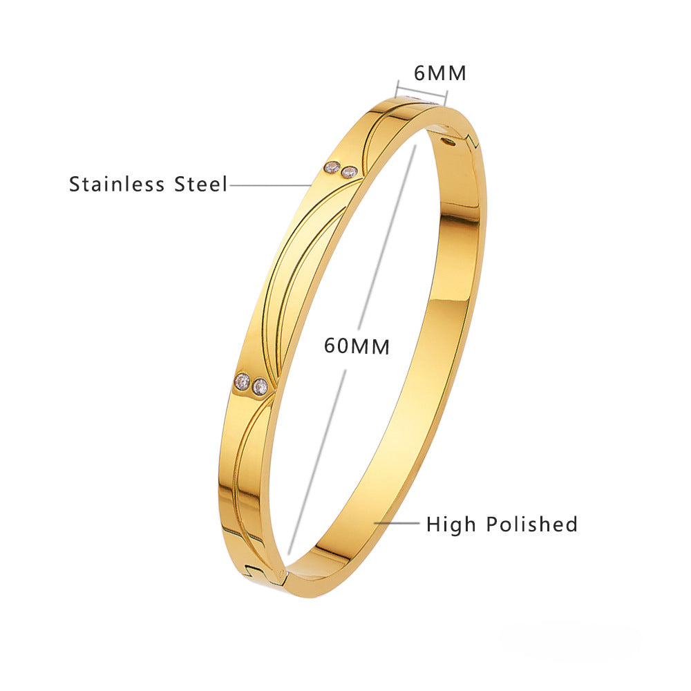 Wholesale Stacked Titanium Steel Plated 18k Gold Inlaid Diamond Bracelet ACC-BT-Feif002