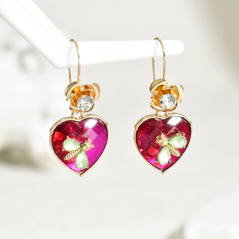 Wholesale Geometric Women's Heart Dragonfly Diamond Earrings ACC-ES-BaSha008