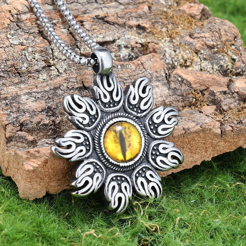 Wholesale Sun Yellow Eyes Blue Eyes No Fading Stainless Steel Necklace ACC-NE-Moer002