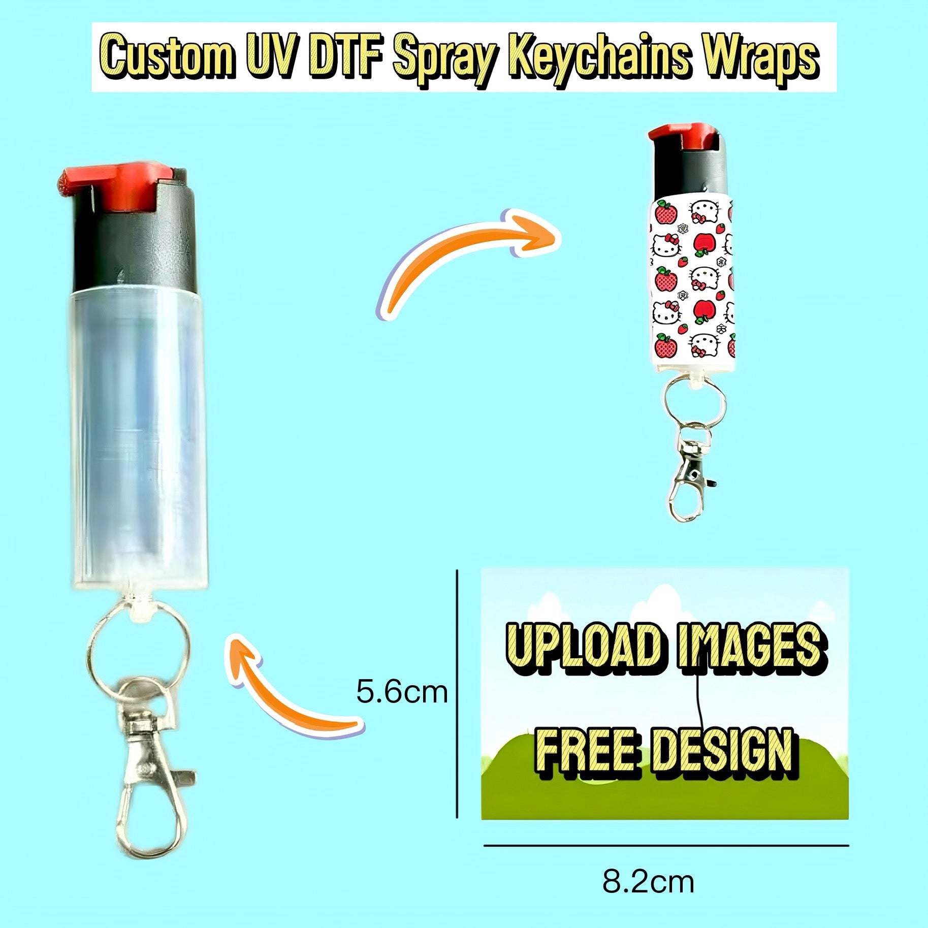 Custom 12pcs UV DTF Spray Keychains Wraps DIY Stickers for Keychains ...