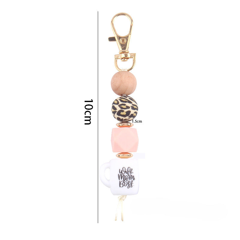 Wholesale Leopard Print Silicone Beaded Lanyard Keychain ACC-KC-GuangTian040