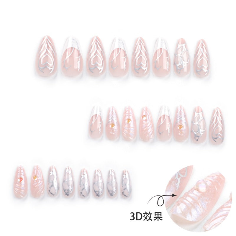Wholesale 24 Pieces/box Water Ripple Press-on Nails Kits Nail Stickers ACC-NS-LeFan079