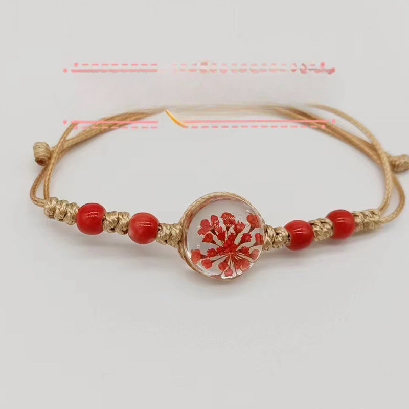 Wholesale Handwoven Colorful Ceramic Beads Natural Real Flower Bracelet ACC-BT-Youl011