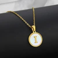 Wholesale Titanium Steel Necklace Round Shell Letter Necklace ACC-NE-BaiTian005