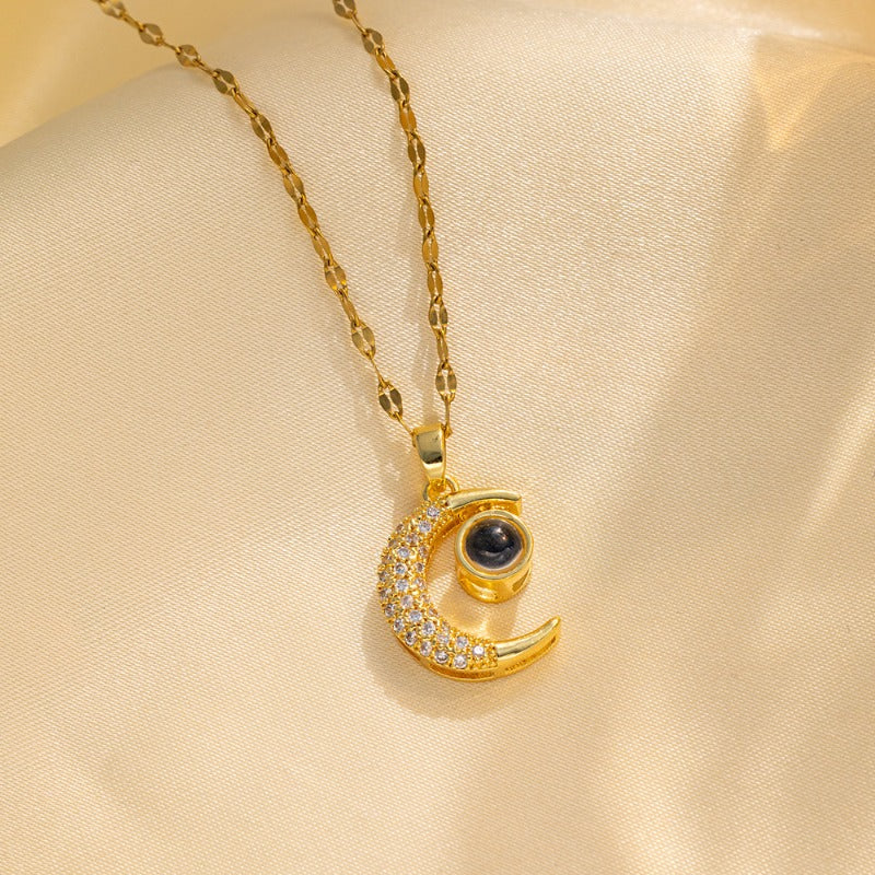 Wholesale Moon Projection Titanium Steel Necklace ACC-NE-KuCai007