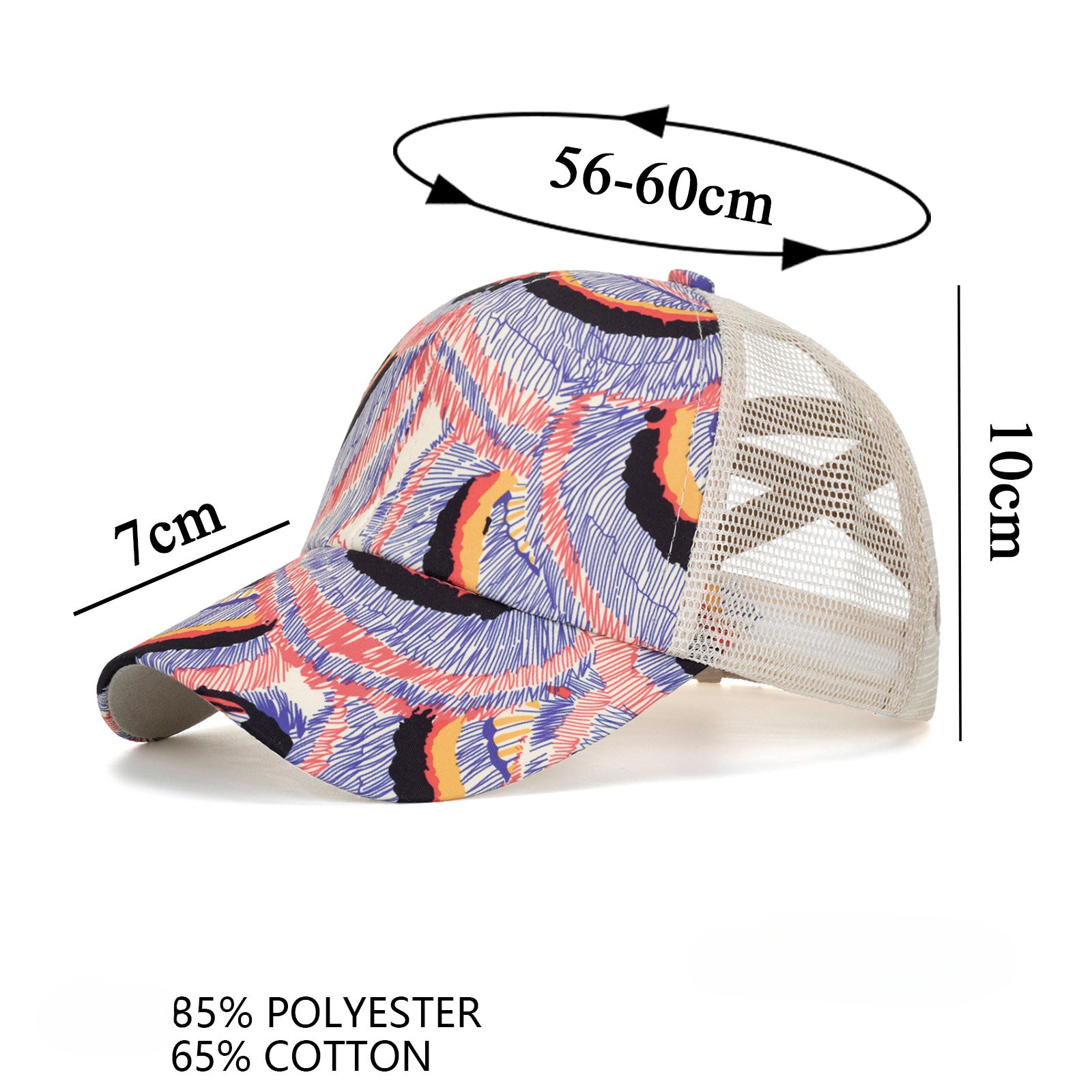 Wholesale Colorful Lines Cross Ponytail Baseball Cap Hat ACC-HT-ZhongM002