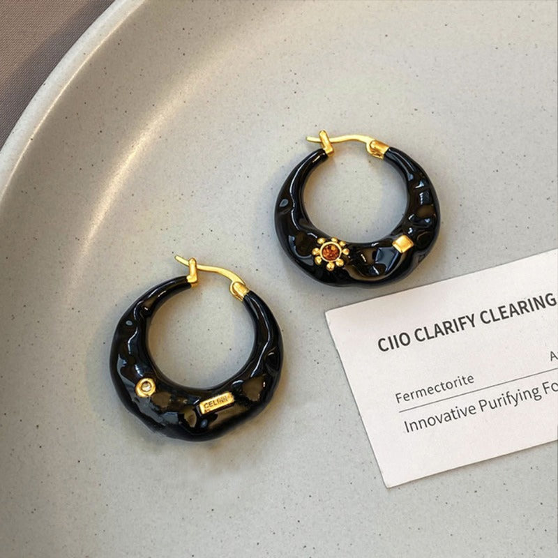 Wholesale Light Luxury Black Vintage Earrings ACC-ES-QY001