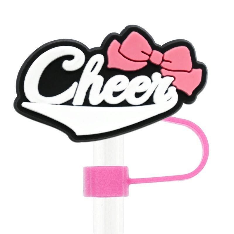 Wholesale Random 100pcs Cheerleading Series 10mm PVC Soft Straw Tube Cap ACC-SCR-RYY134