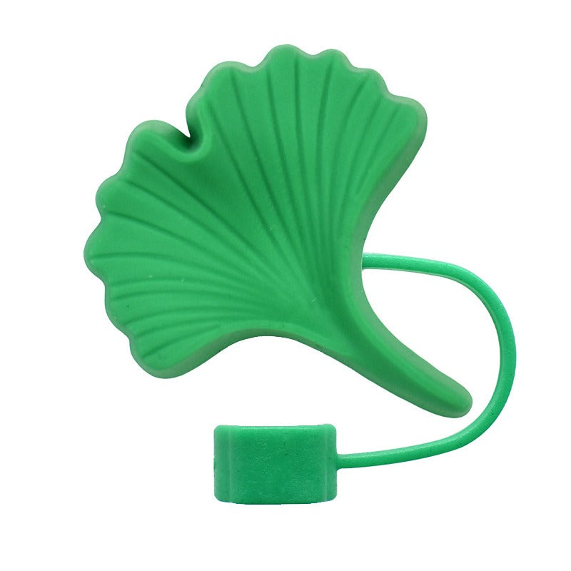Wholesale Random 100pcs Ginkgo Leaf 10mm PVC Soft Straw Tube Cap ACC-SCR-RYY136