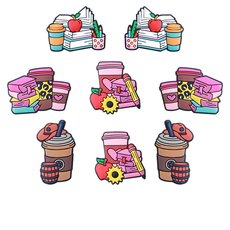 Wholesale 20pcs Book Coffee Cup Silicone Focal Beads DIY Beading Accessories ACC-BDS-RongFa011