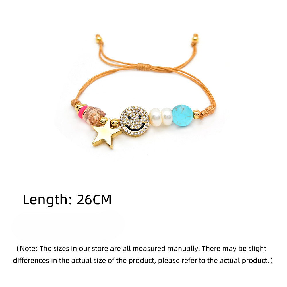 Wholesale Stacked Turquoise Handwoven Diamond Smiley Beaded Pearl Bracelet Miyuki ACC-BT-Qiqi013