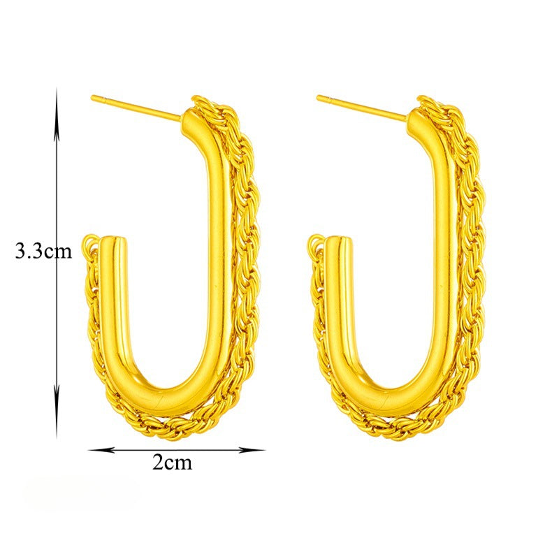 Wholesale Cool Style Metal Twist Titanium Steel Earrings ACC-ES-QianYue003