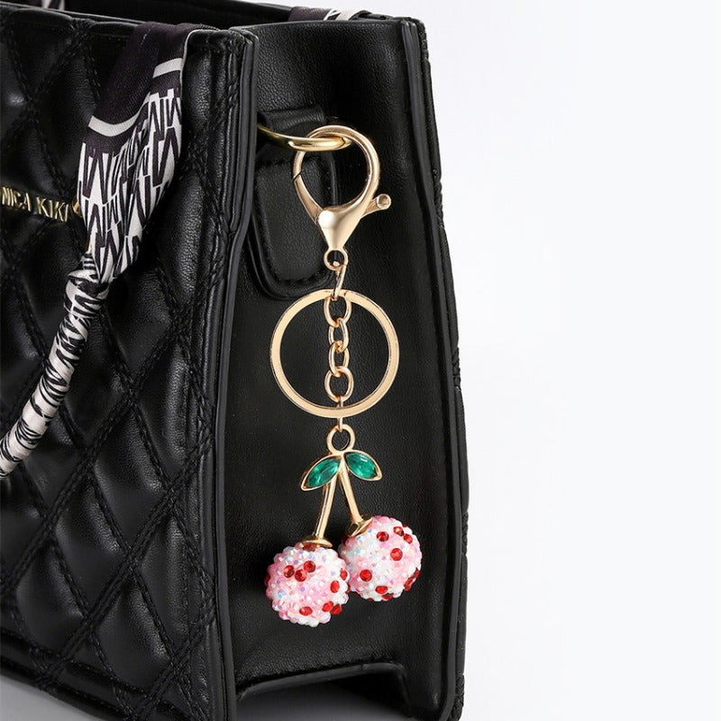 Wholesale Cute Simulation Fruit Alloy Rhinestone Cherry Keychain ACC-KC-RongRui032