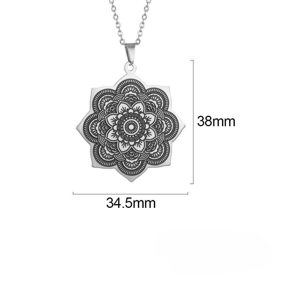 Wholesale Mandala Flower Pendant 304 Stainless Steel Necklace ACC-NE-GeXiang002