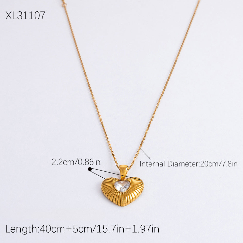 Wholesale Vintage Diamond Heart Shape Freshwater Pearl Stainless Steel Choker Necklaces ACC-NE-YuHui012