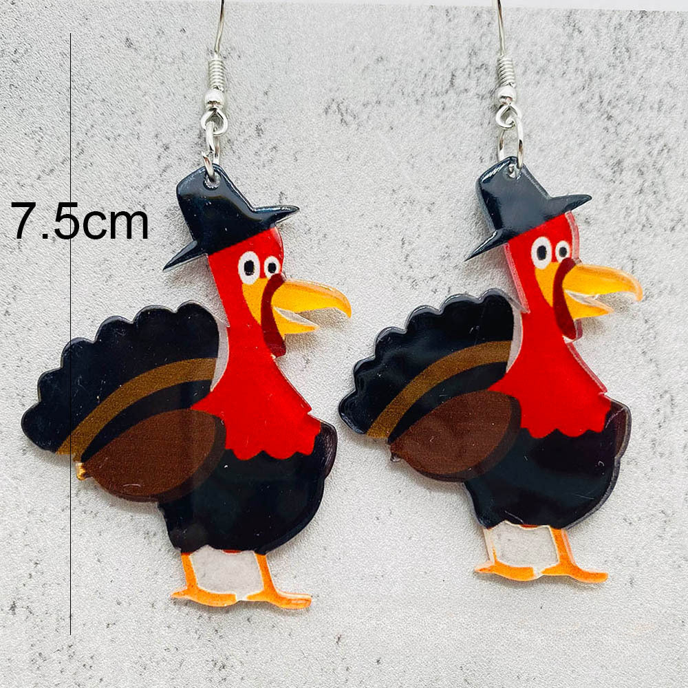 Wholesale Thanksgiving Day Turkey Acrylic Earrings Print Earrings ACC-ES-PuCi005