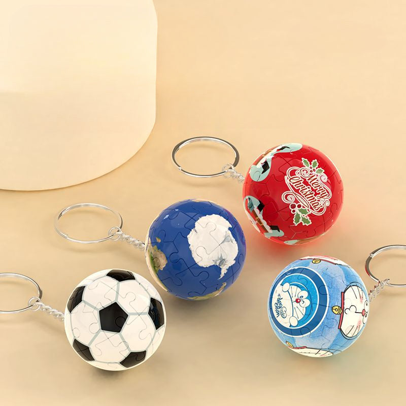 Wholesale Christmas 3D Spherical Puzzle Building Blocks Earth Football Basketball Keychains ACC-KC-BeiBi001