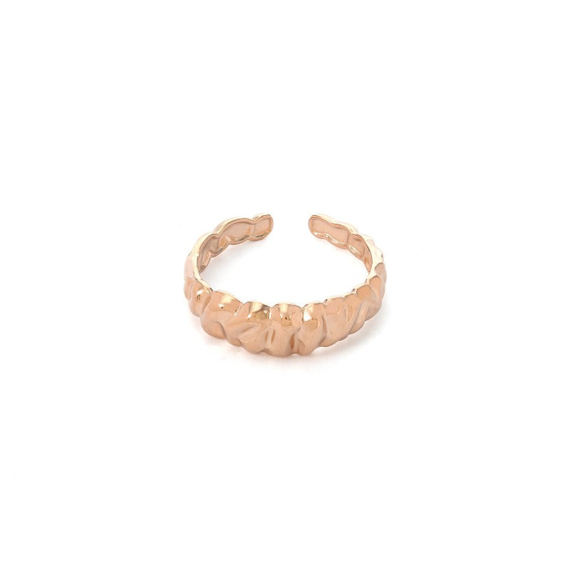 Wholesale Irregular Texture Hammered Pattern Open Stainless Steel Rings ACC-RS-YunHe002