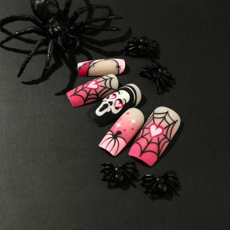 Wholesale 24 Pieces/box Halloween Pink Gradient Press-on Nails Kits Nail Stickers ACC-NS-LeFan125