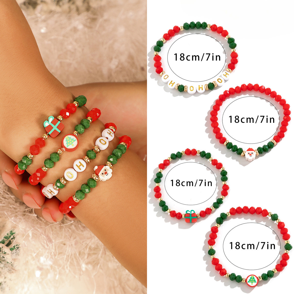 Wholesale Christmas Polymer Clay Beaded Bracelet Set ACC-BT-XueRou006