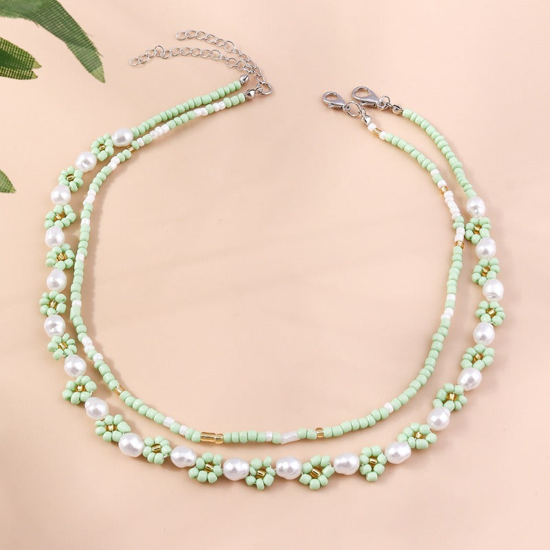 Wholesale Colorful Rice Bead Flower Beaded Necklace ACC-NE-YueSen026