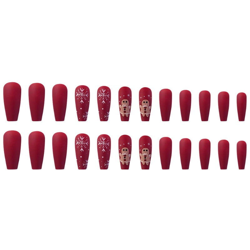 Wholesale 24 Pieces/box Christmas Red and White Snowflake Nails Kits Nail Stickers ACC-NS-QXJ037