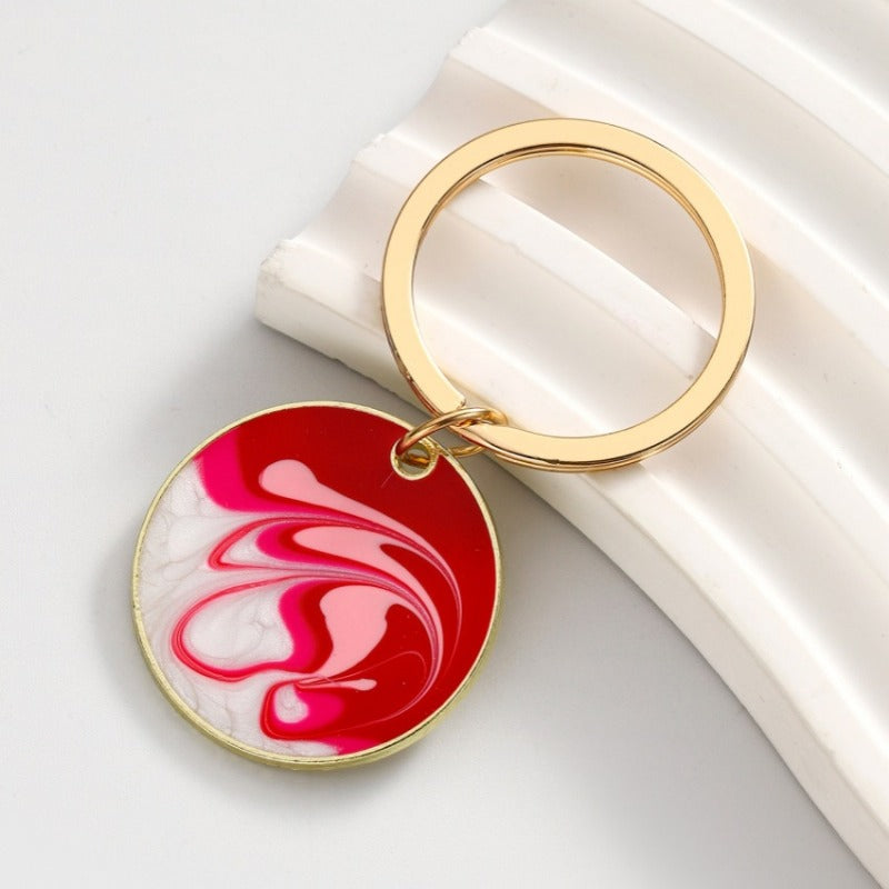 Wholesale DIY Bohemian Style Oil Drip Color Matching Disc Keychain ACC-KC-RongR084