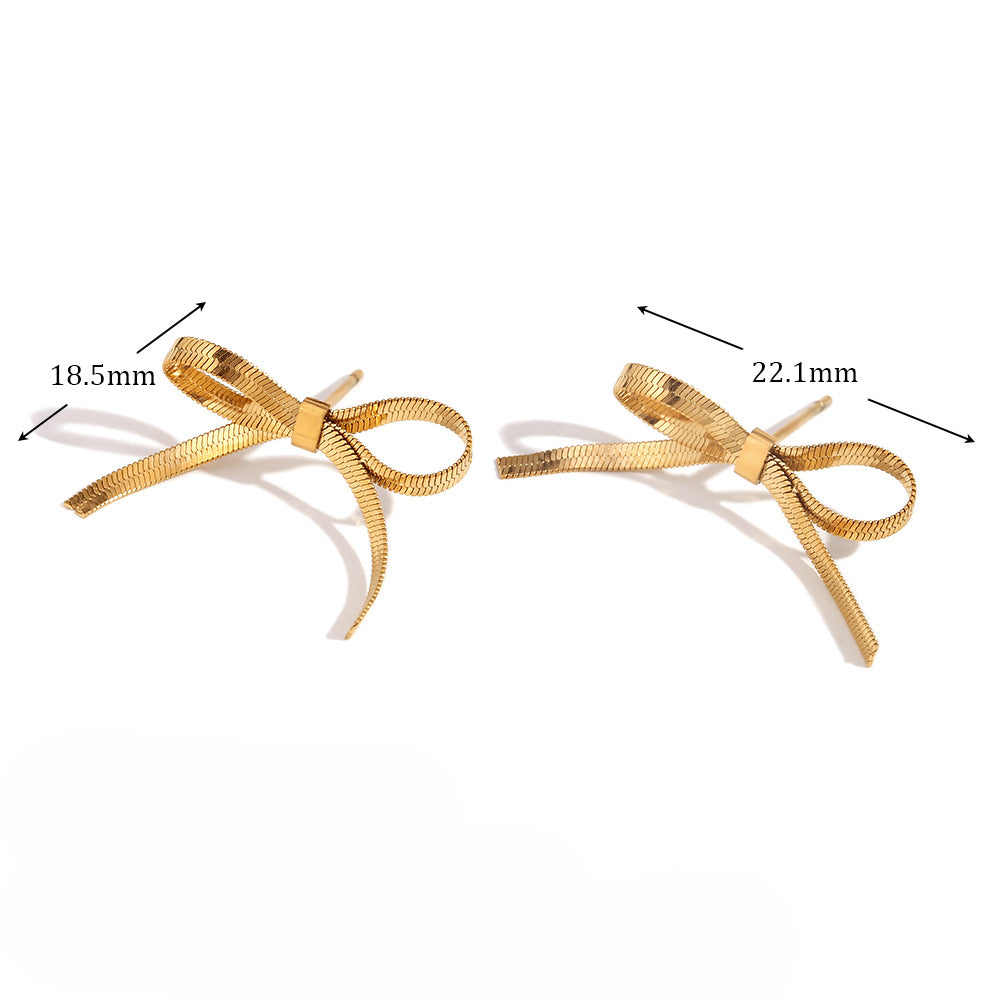Wholesale Stainless Steel Earrings 18K Gold Plated Earrings Niche Blade Chain Butterfly Earrings ACC-ES-MengJia002