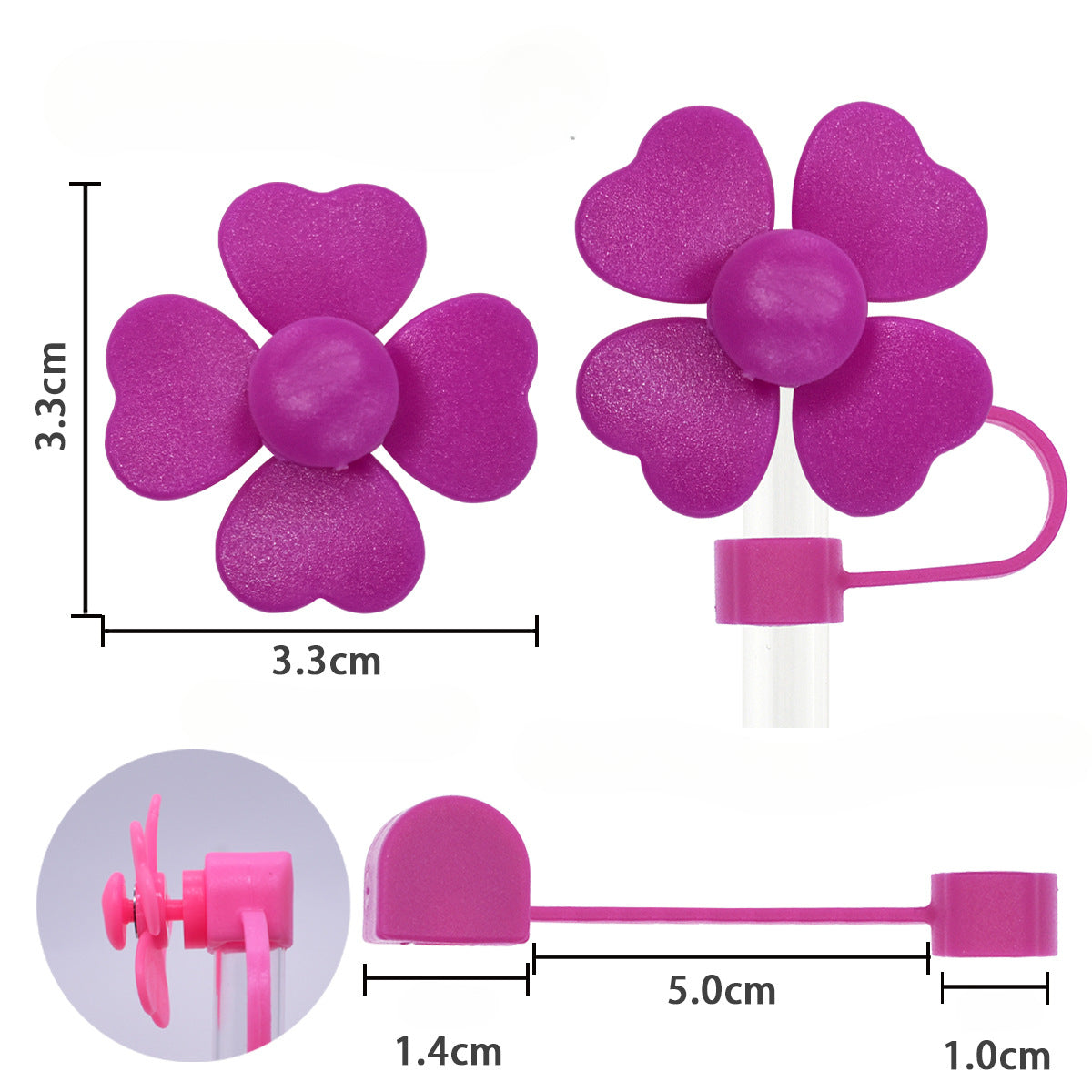 Wholesale Random 100pcs Rotatable Windmill Flowers 10mm PVC Soft Straw Tube Cap ACC-SCR-RYY096