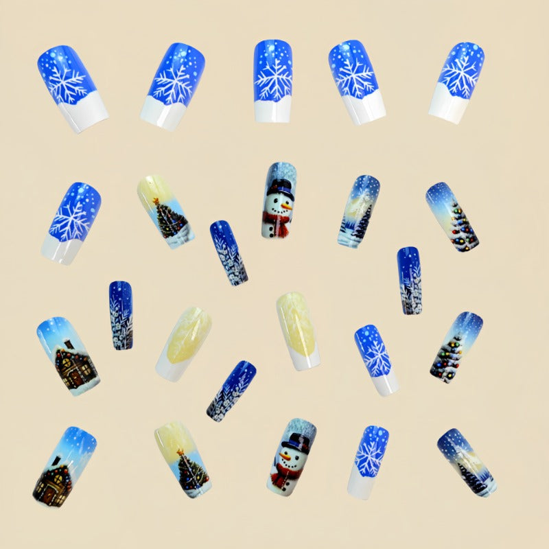 Wholesale 24 Pieces/box Christmas Snowman Nails Kits Nail Stickers ACC-NS-Qianx004
