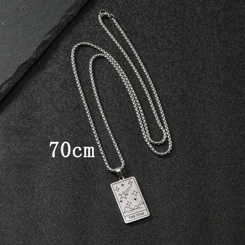Wholesale Stainless Steel Light Luxury Tarot Pendant Sweater Necklaces ACC-NE-WangG007