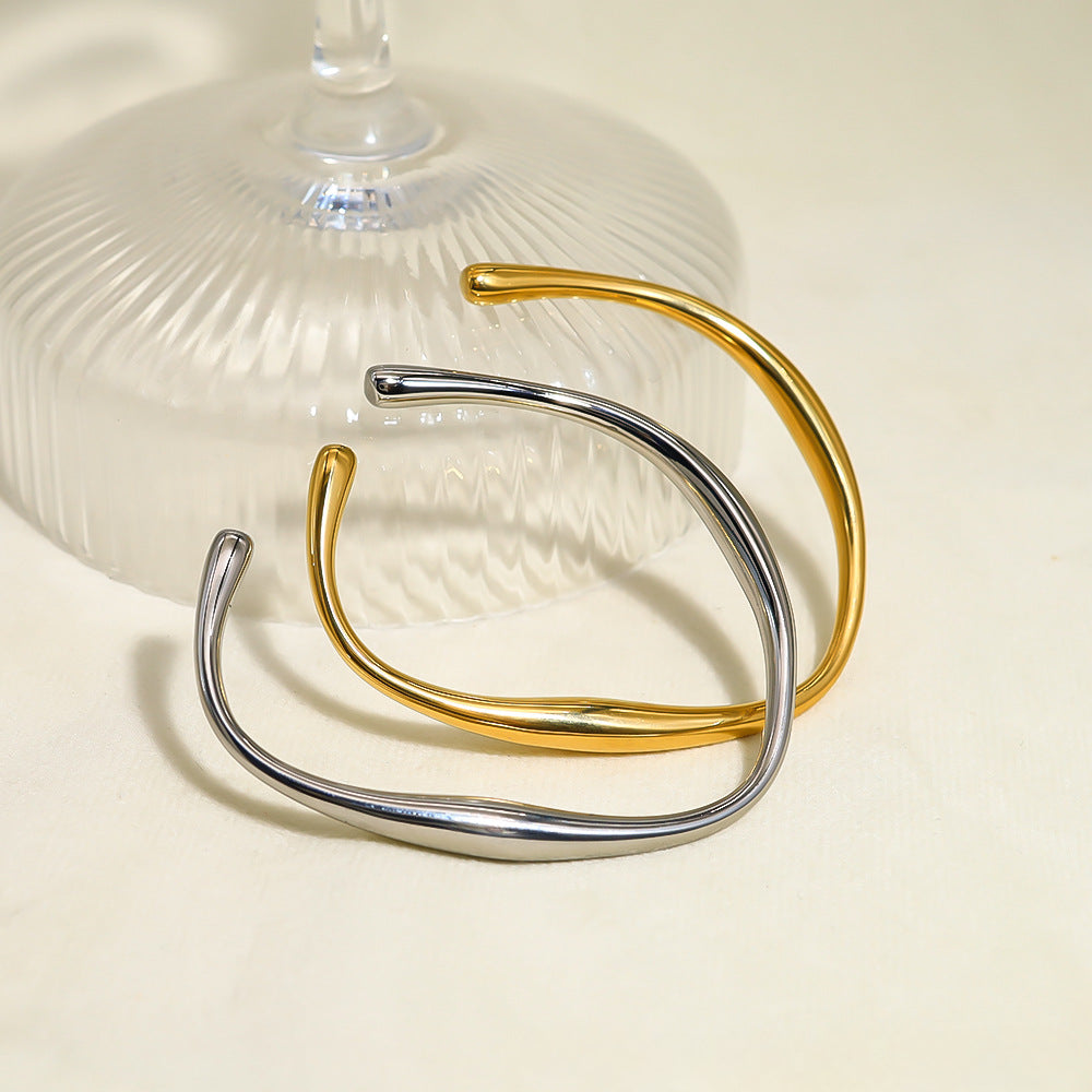 Wholesale Light Luxury 18K Gold Stainless Steel Bracelets Special Shaped Open Bracelet ACC-BT-ChengBing004