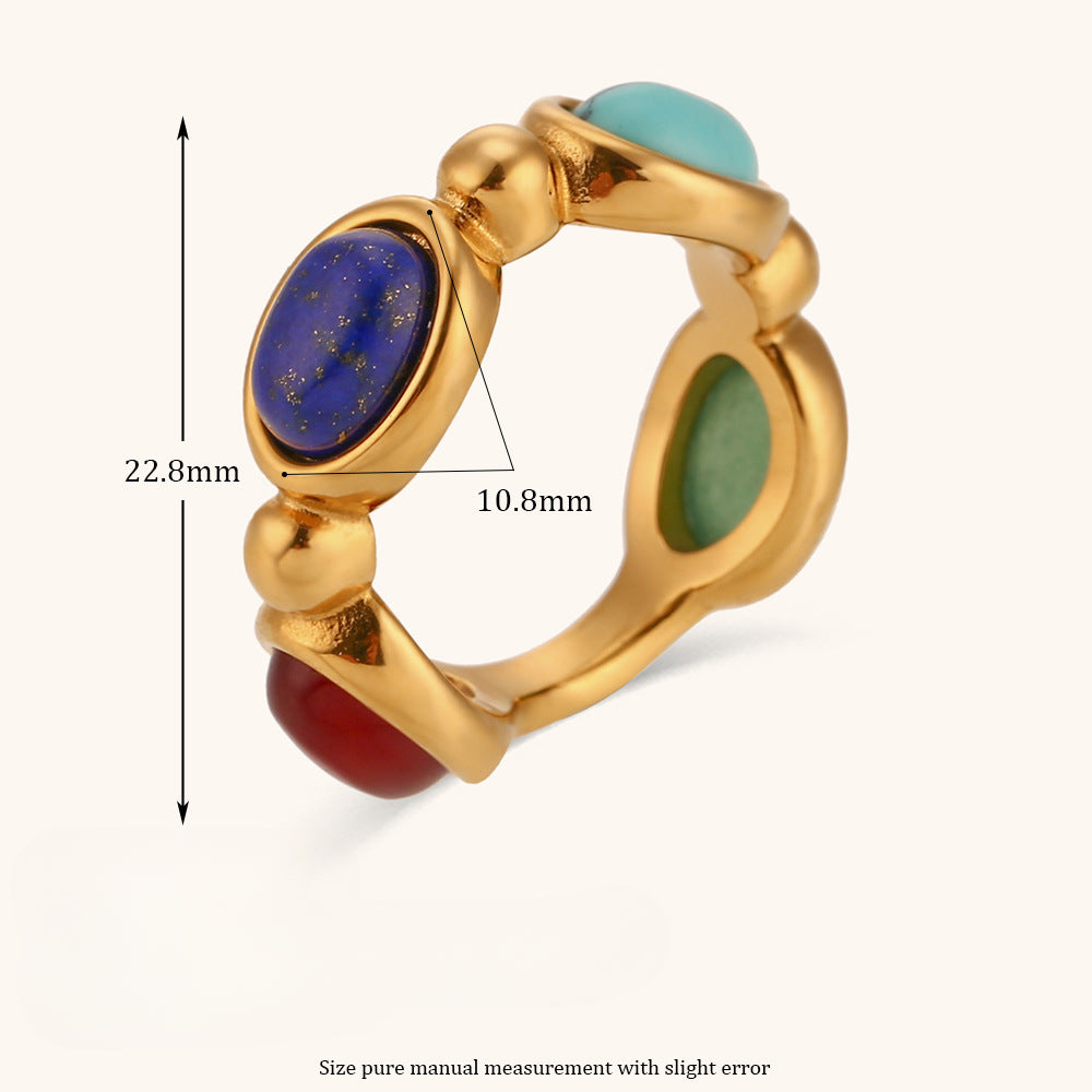 Wholesale Colorful Oil Drop Jewelry Ring Stainless Steel Gold Plated ACC-RS-DingRan002