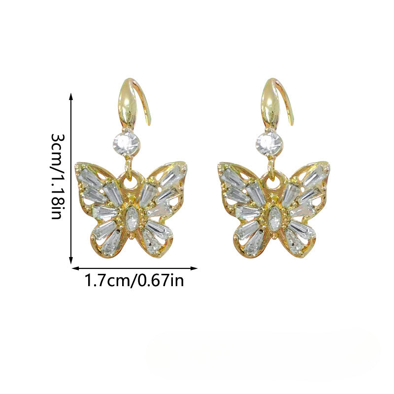 Wholesale Light Luxury Diamond Hollow Butterfly Earrings ACC-ES-RuLong013